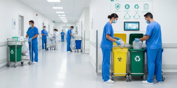 Política Ambiental del SAS. Impactos ambientales de actividad sanitaria. Contribución de las tareas de los Celadores al cuidado del medio ambiente. Gestión de residuos en los centros sanitarios. Clasificación, segregación y envasado. Recogida, transporte y almacenamiento. Sistema de registro y control. Minimización de residuos.