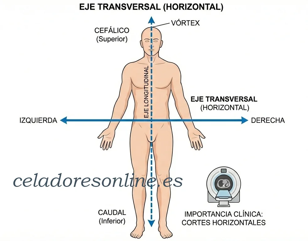 Ejes anatómicos del cuerpo humano: Eje transversal del cuerpo, el Eje Horizontal